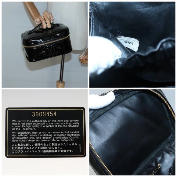 CHANEL Vanity Pouch Patent leather Black Gold CC - Picture 15 of 15